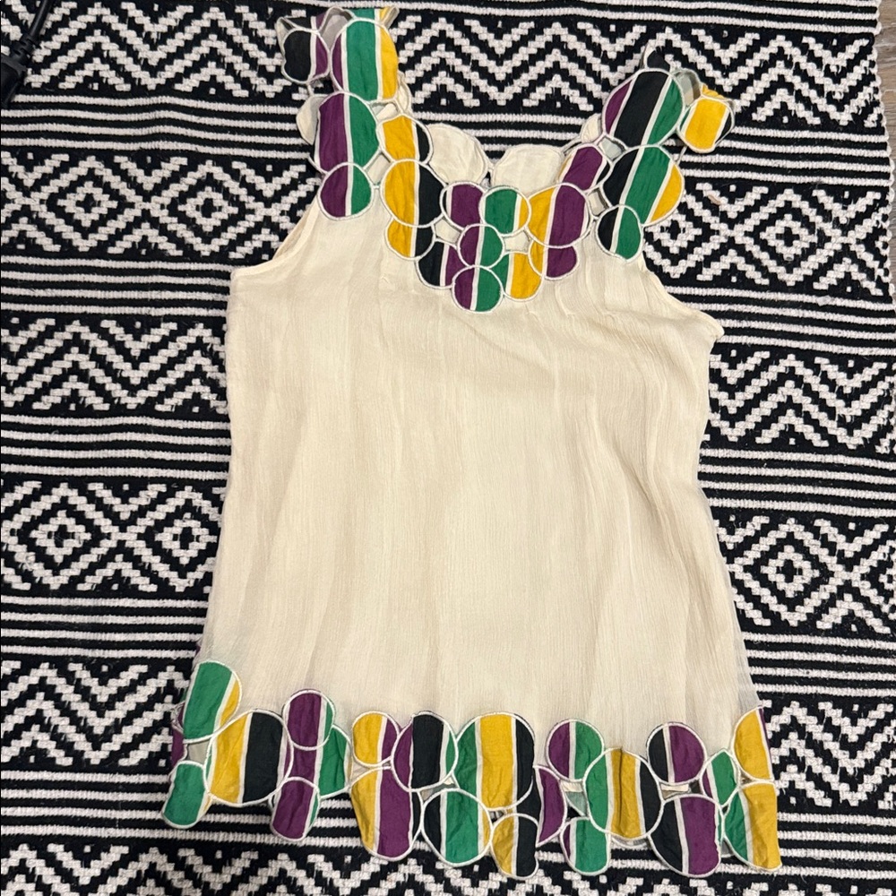 Catherine Malandrino 100% Silk Boho Patchwork Top – Multicolor